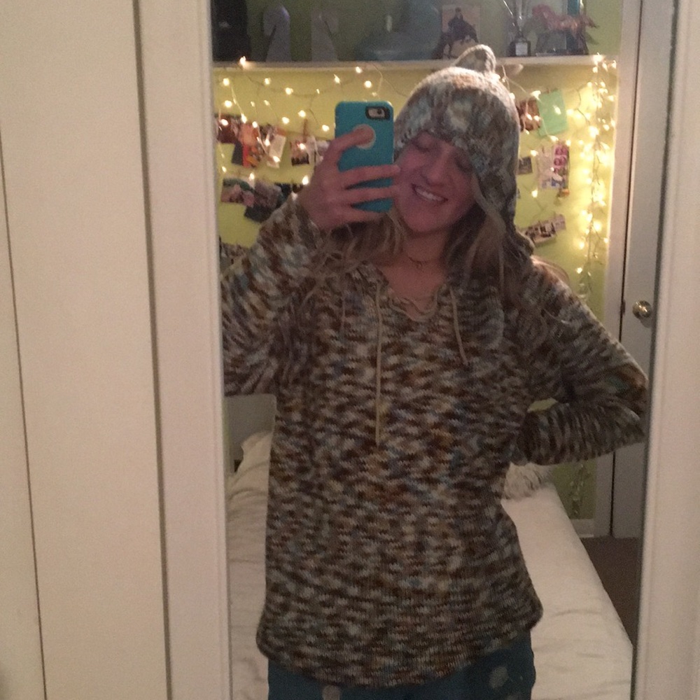Hand knit hoodie